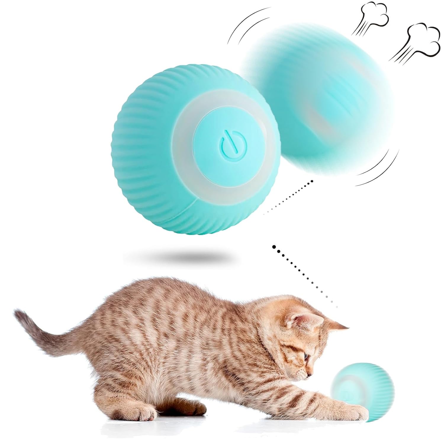 Rotating Cat Toy Ball,Interactive Cat Toys Rechargeable Rotating Ball with Toy