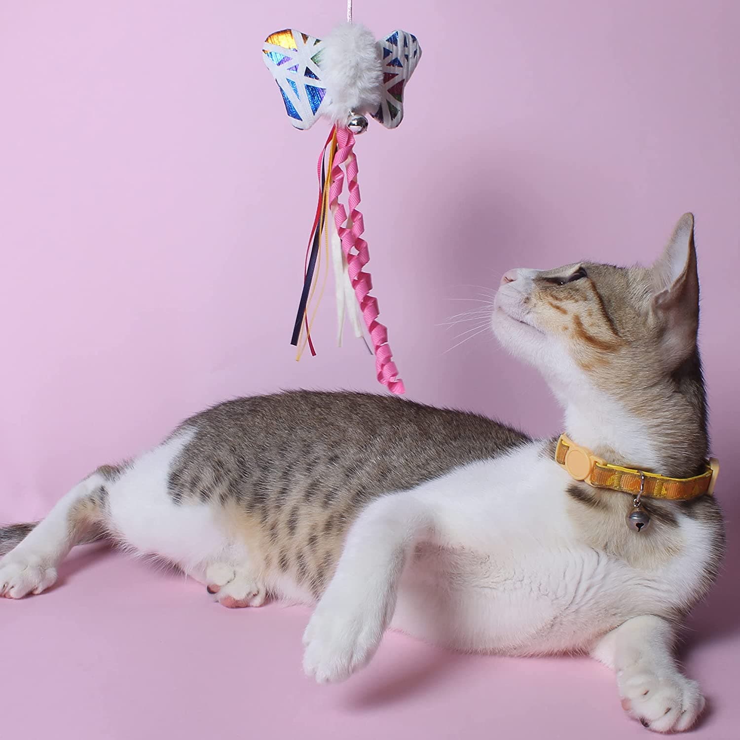 Barkbutler x Fofos Blocky Meow Butterfly Wand Cat Teaser Toy