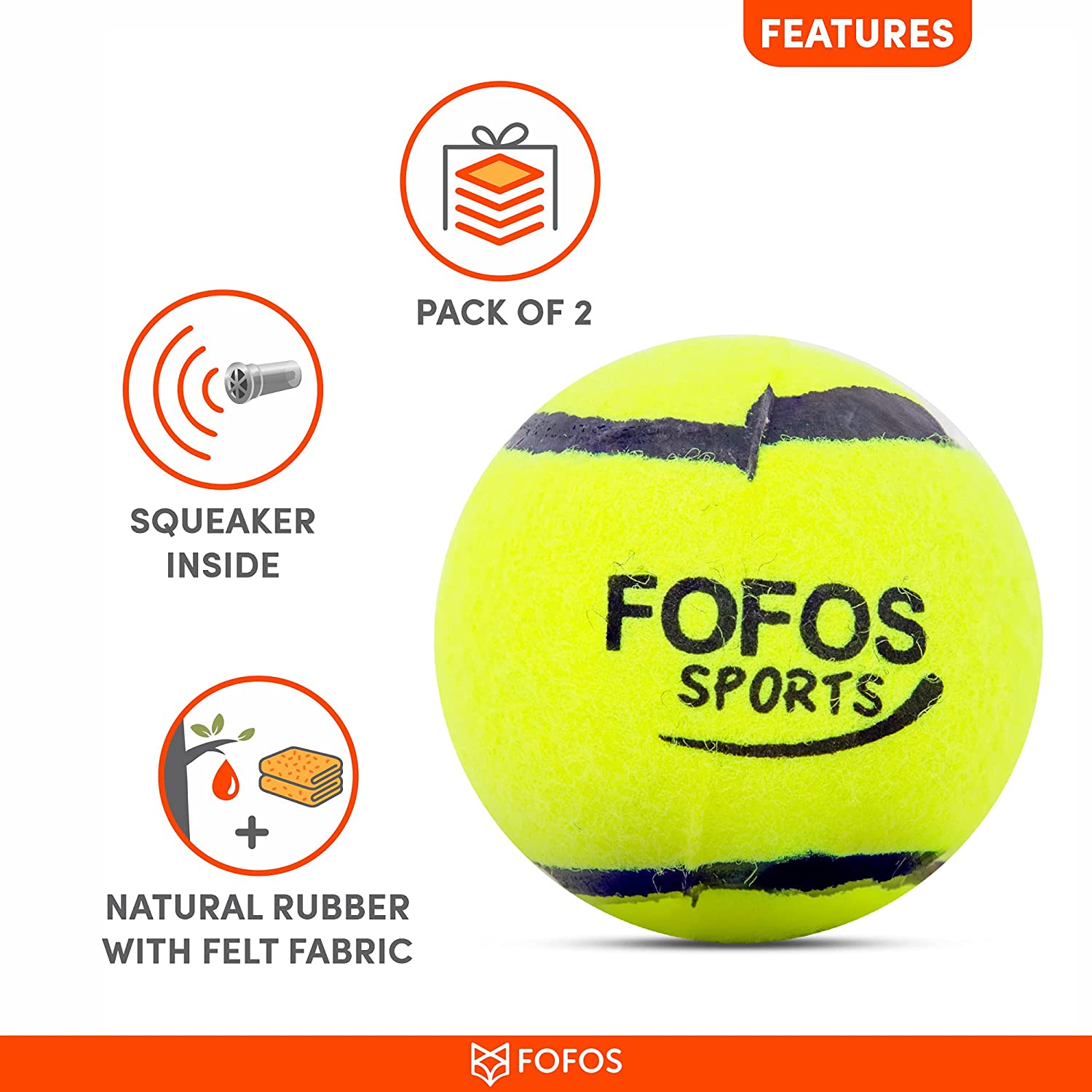 FOFOS Sports Fetch Ball 2 pc - Petzzing