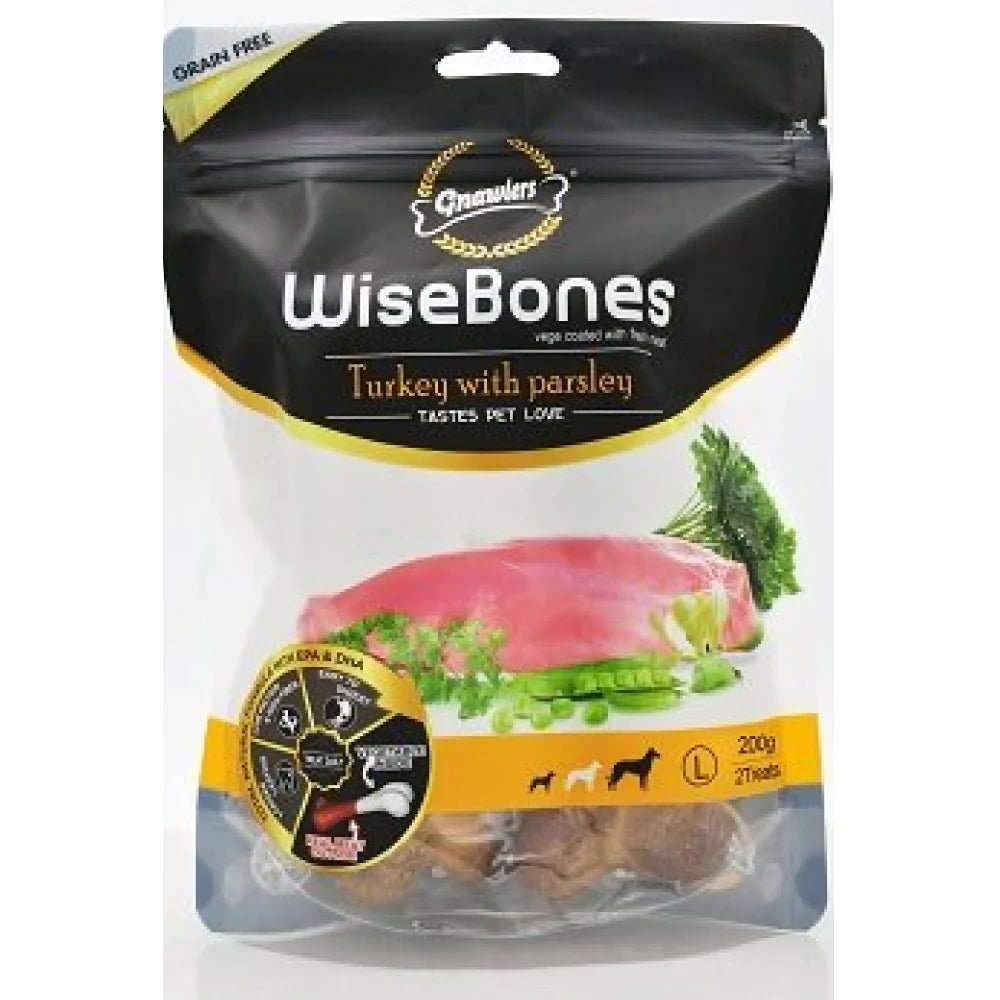 Gnawlers Wise Bone Tukrey with Parsely Medium 200g - Petzzing